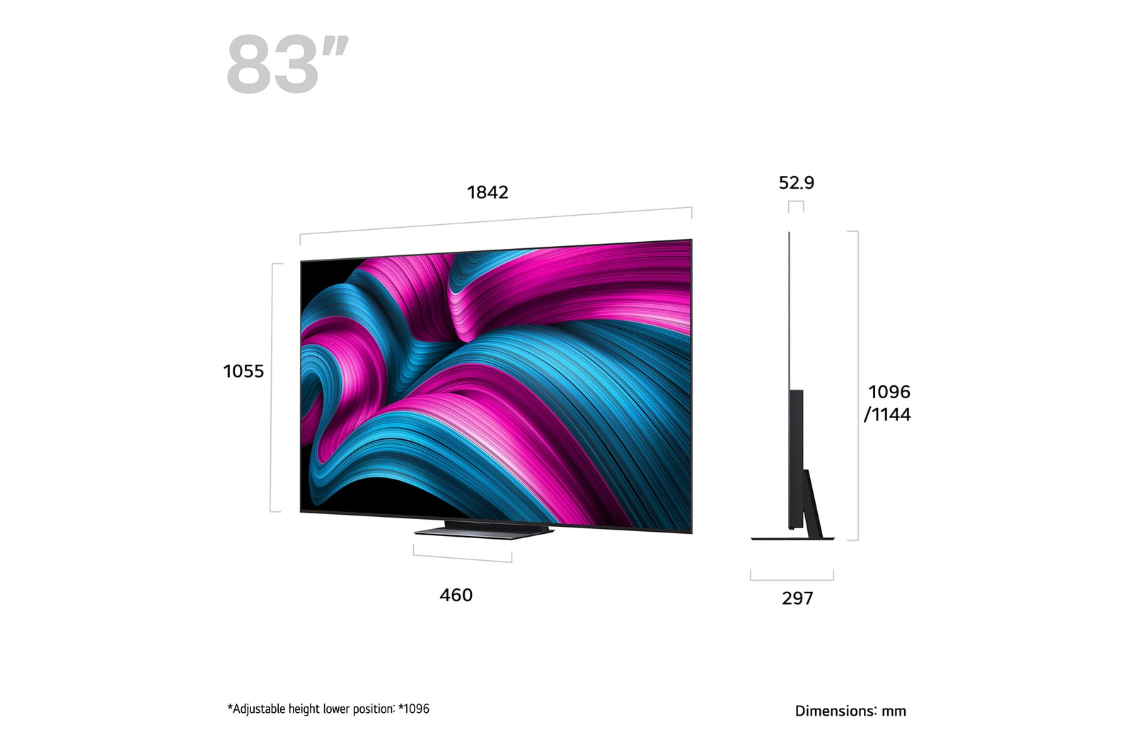 Slightly angled view of LG OLED evo AI C5 4K Smart TV.