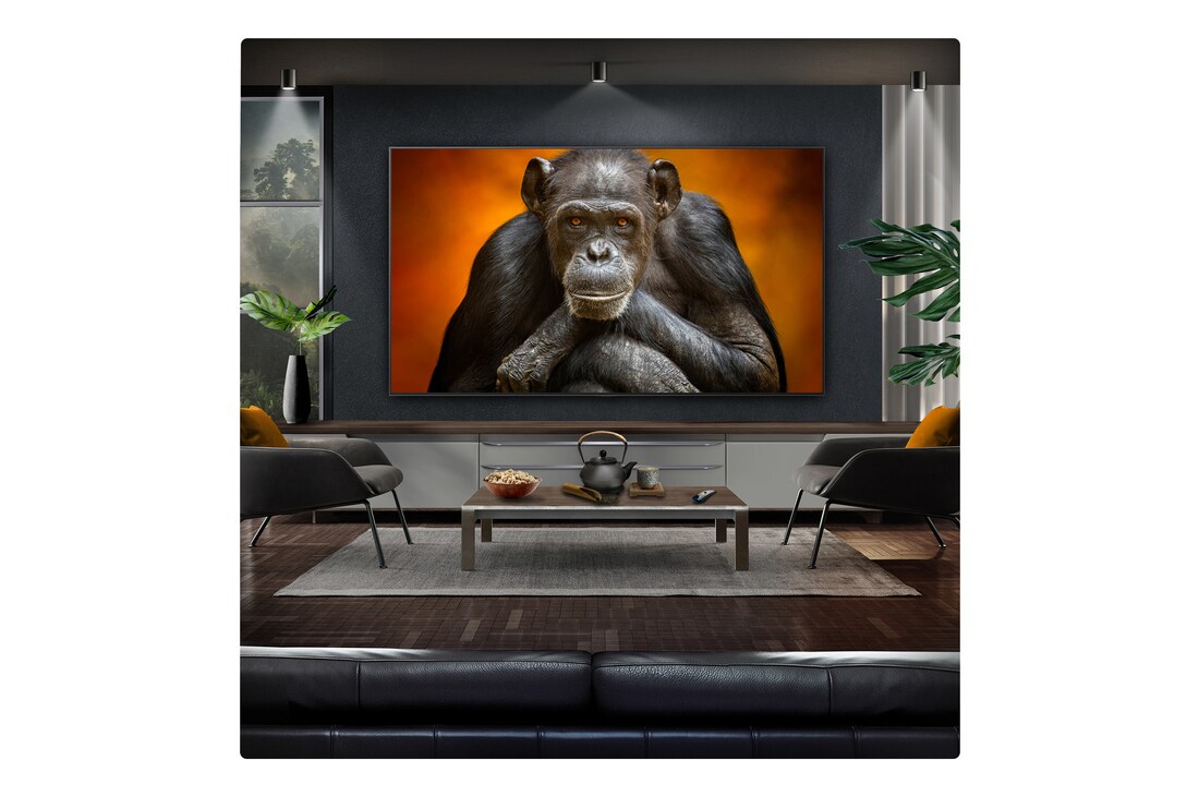 Campfire at night in the middle of nature. In the distance is a forest and lake. The evening sky is filled with stars. The whole scene is split in half. One side is darker and duller. The other half is remarkably brighter, showcasing the impressive brilliance from Brightness Booster. 