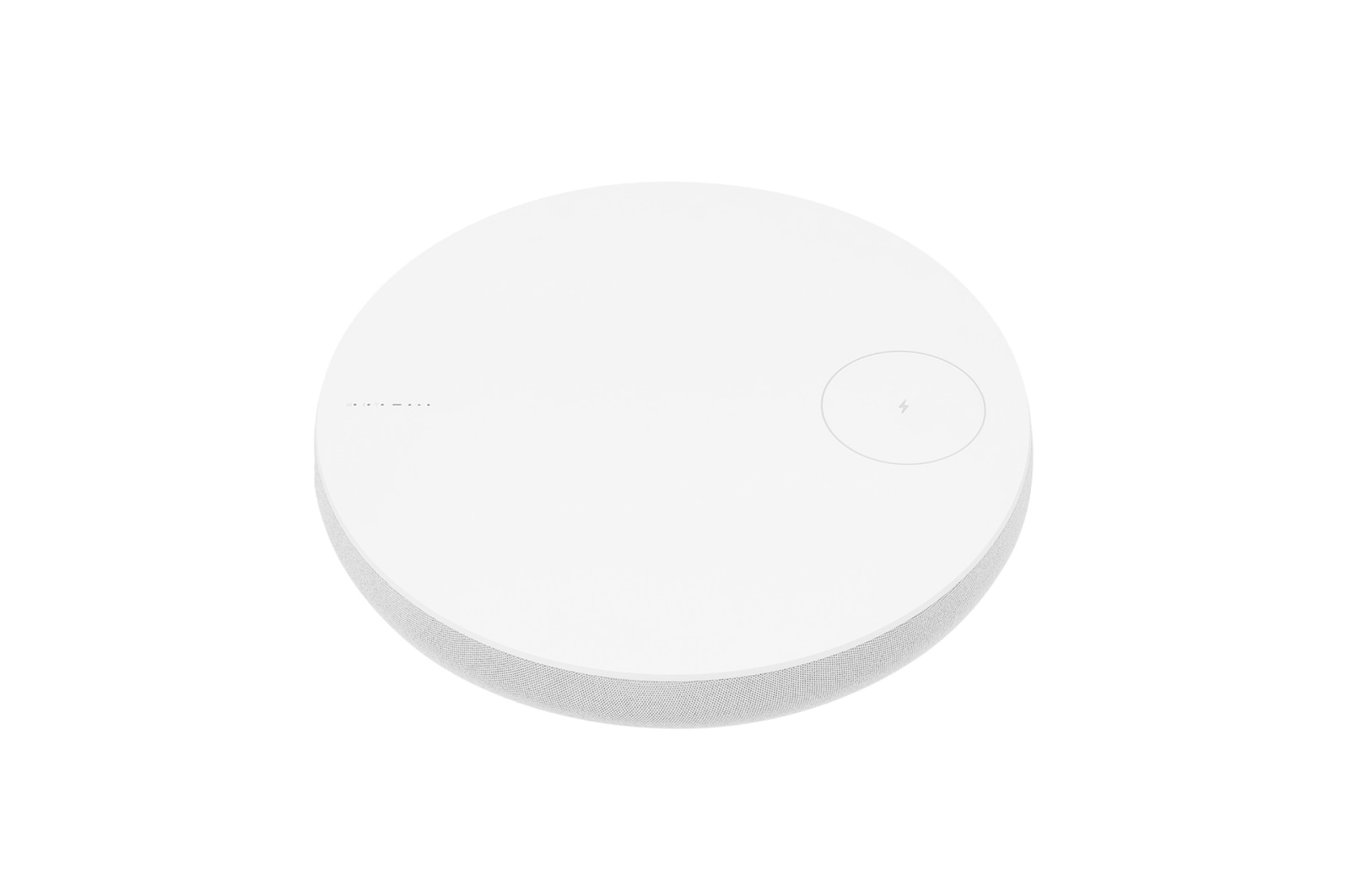Góc nhìn thấp của mặt dưới LG PuriCare™ Aerospeaker với chi tiết vòng đèn LED