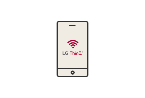 Biểu tượng Điều khiển Wi-Fi bằng ThinQ của LG Indoor Unit được thể hiện dưới dạng điện thoại thông minh có biểu tượng Wi-Fi để quản lý từ xa.