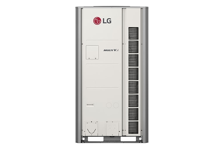 Dàn nóng MULTI V i của LG, tăng cường công suất từ 8 lên 12 HP với các ống dẫn hình vuông 1x1 được bố trí hợp lý ở phía trước bên phải.