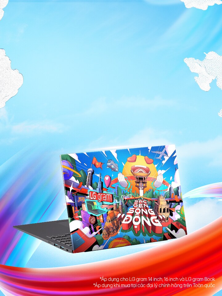 Banner tặng decal sống động khi mua laptop lg gram