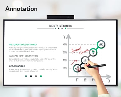 A person is taking notes on the data displayed on the One:Quick Flex screen with a dedicated touch pen.