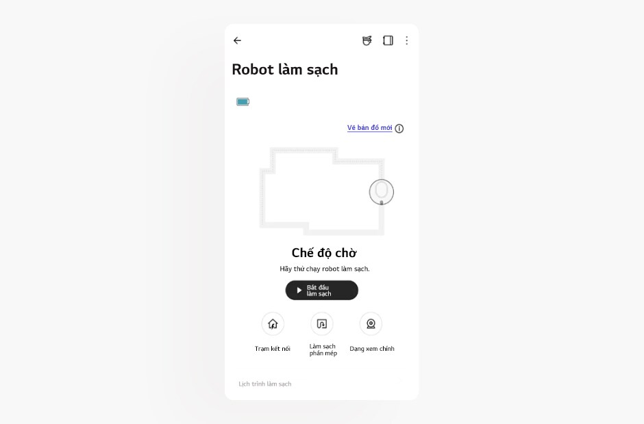 Hình ảnh hiển thị màn hình robot làm sạch trong ứng dụng LG ThinQ