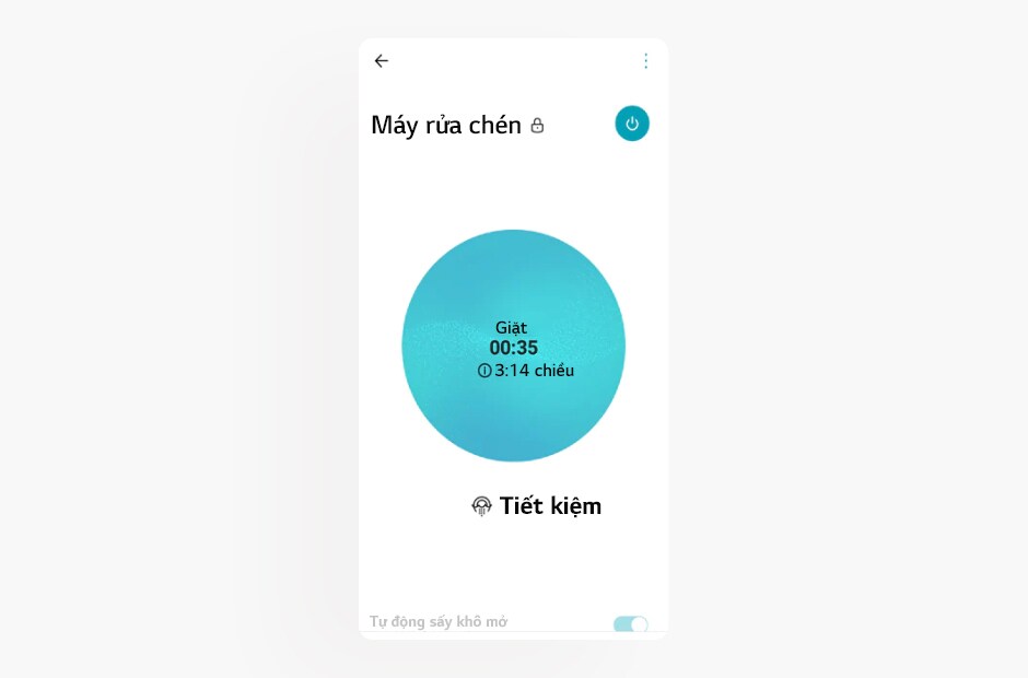 Hình ảnh hiển thị màn hình máy rửa chén trong ứng dụng LG ThinQ