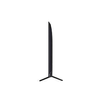 Front view and side view of LG QNED evo AI QNED92 4K Smart TV showing its length, width, height, and depth dimensions.
