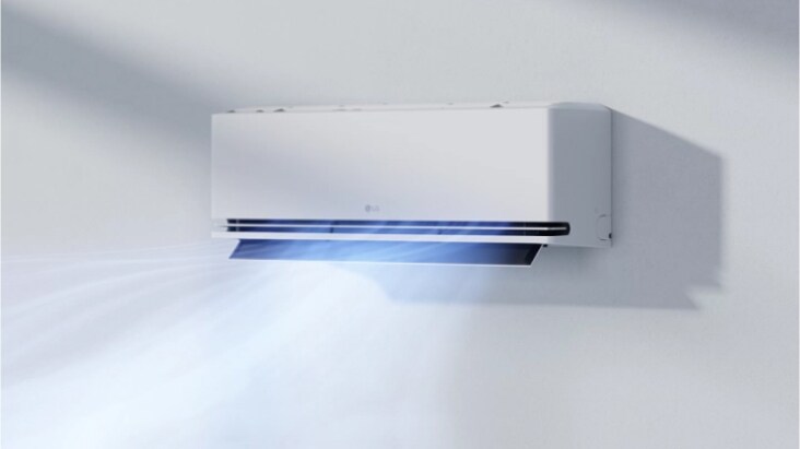 Máy điều hòa LG mang đến luồng không khí nhẹ nhàng, êm dịu trong phòng khách hiện đại, tạo nên môi trường thoải mái.