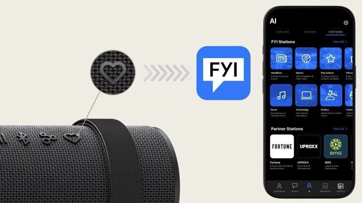 My Button của xboom Bounce được làm nổi bật, ngụ ý có thể phát FYI RAiDiO bằng cách hiển thị màn hình ứng dụng.