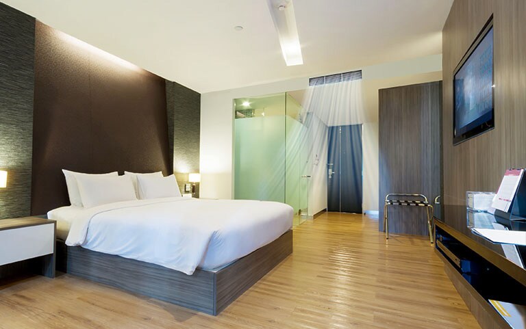 An image of a guest room with air conditioning on.