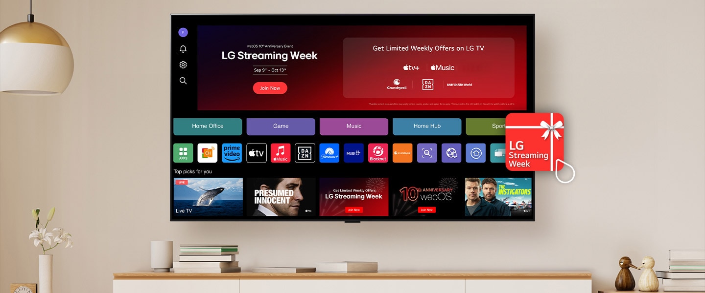 Image of LG Streaming Week app on LG TV, showing how to redeem