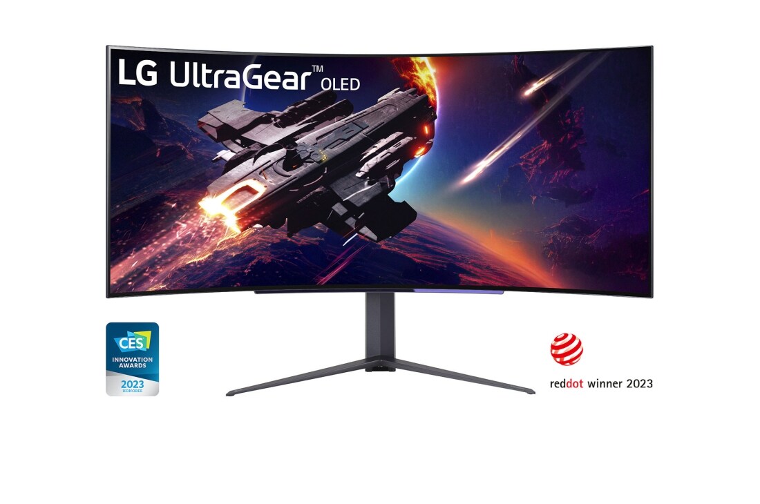 LG 45'' UltraGear™ OLED Curved Gaming Monitor WQHD with 240Hz Refresh Rate 0.03ms (GtG) Response Time, 45GR95QE-B