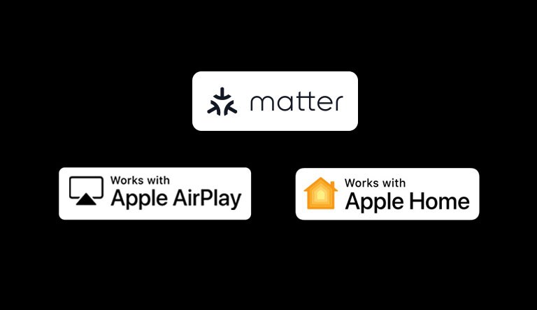 The logo of works with Apple AirPlay The logo of works with Apple Home