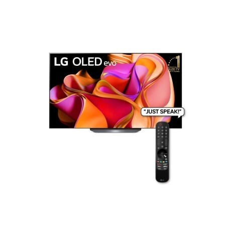 Front view with LG OLED evo and 10 Years World No.1 OLED Emblem on screen.