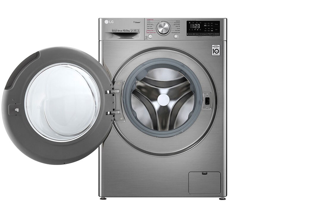 LG 10.5kg Front Loader Washer with AI DD™ & Steam in Stainless Finish, F4V5RYP2T