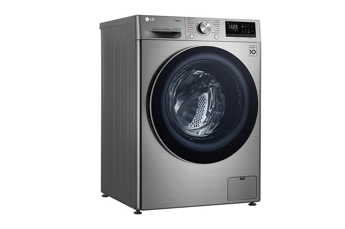 LG 10.5kg Front Loader Washer with AI DD™ & Steam in Stainless Finish, F4V5RYP2T
