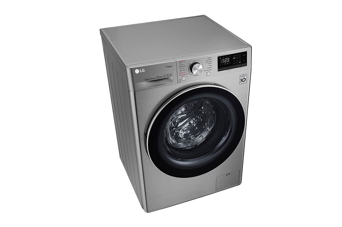 LG 10.5kg Front Loader Washer with AI DD™ & Steam in Stainless Finish, F4V5RYP2T