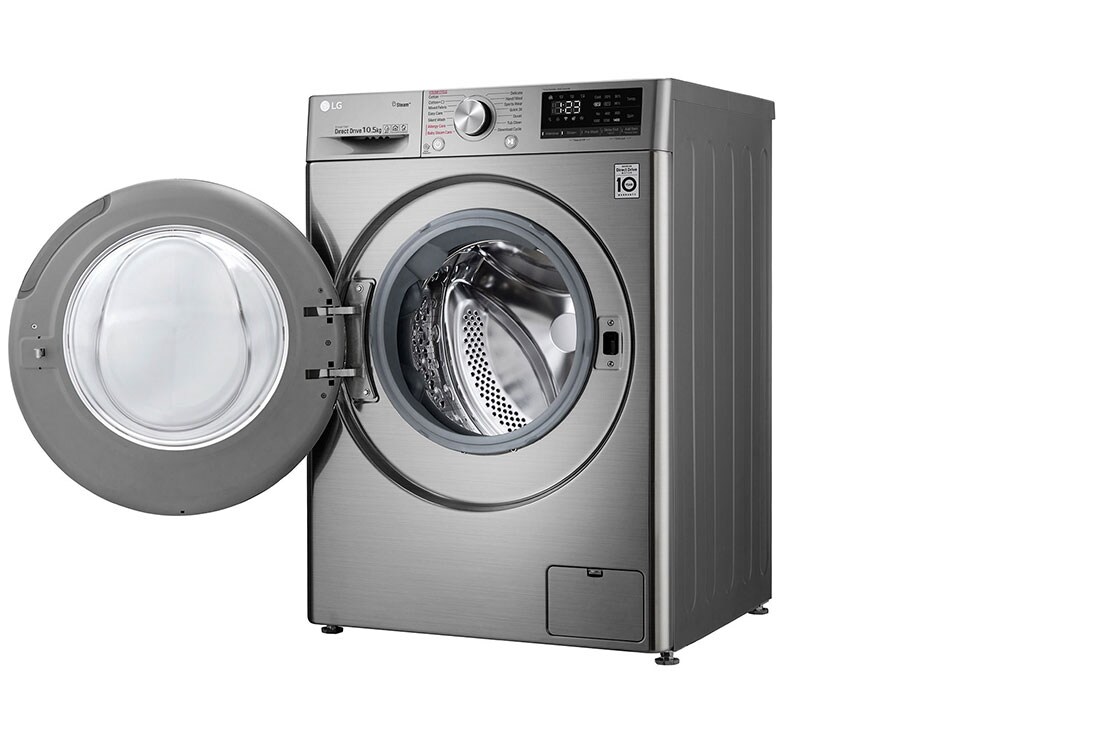LG 10.5kg Front Loader Washer with AI DD™ & Steam in Stainless Finish, F4V5RYP2T