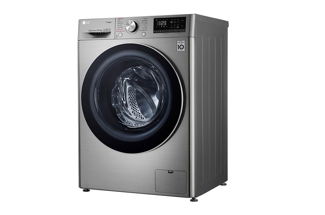 LG 10.5kg Front Loader Washer with AI DD™ & Steam in Stainless Finish, F4V5RYP2T