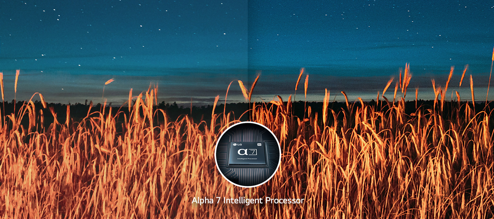 The night view image on the right, which was optimized with the Alpha 7 Intelligent Processor, is sharper and more detailed than the night view image on the left.