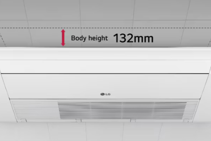 LG Multi Split slim indoor unit allowing flexible installation in compact ceiling spaces.