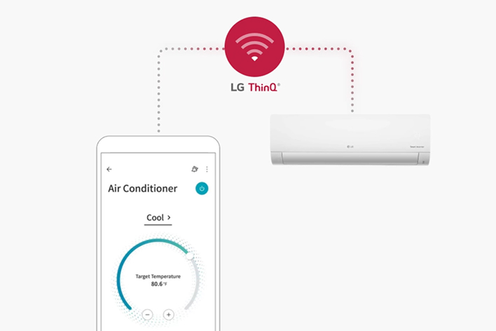 LG Multi Split compatible with LG ThinQ app for smart remote control and energy monitoring.