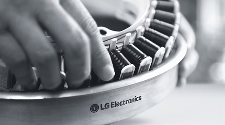 LG Brand Story banner highlighting compressor and motor component expertise