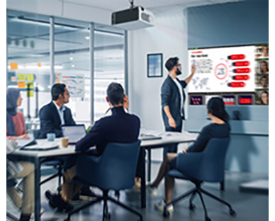Scenes of LG ProBeam usage in corporate.