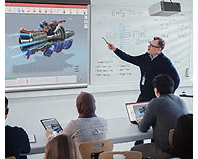 Scenes of LG ProBeam usage in school.
