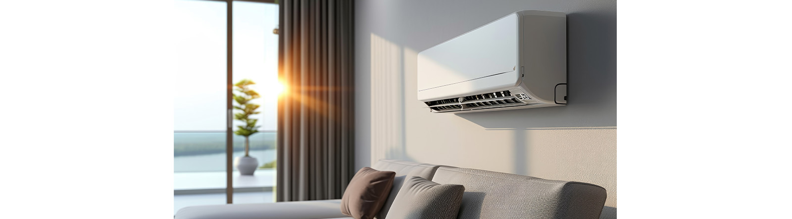 A wall-mounted aircon in the living room