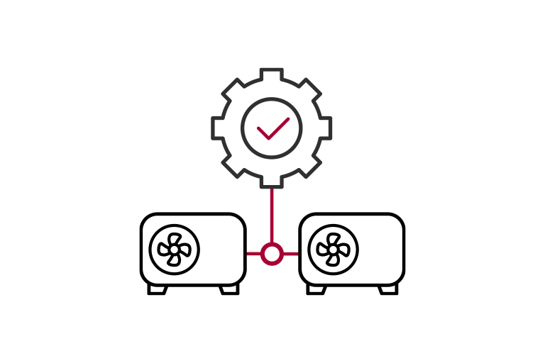 Icon displaying two LG R290 Monobloc units connected with gear symbols.