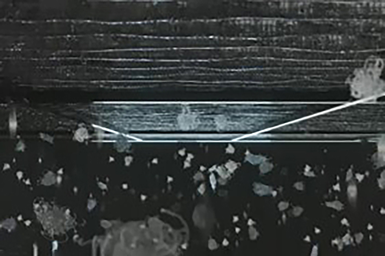 Fine dust particles penetrate the pre-filter's narrow structure from the bottom.