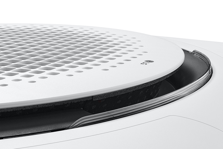 The 6-Step Vane Control of the LG Round Cassette displays the crystal vanes that enable precise airflow control in every direction, enhancing both cooling and heating performance.