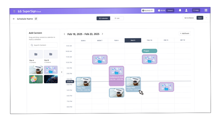 This image highlights that schedules can be easily managed on the solution page using a drag-and-drop interface.