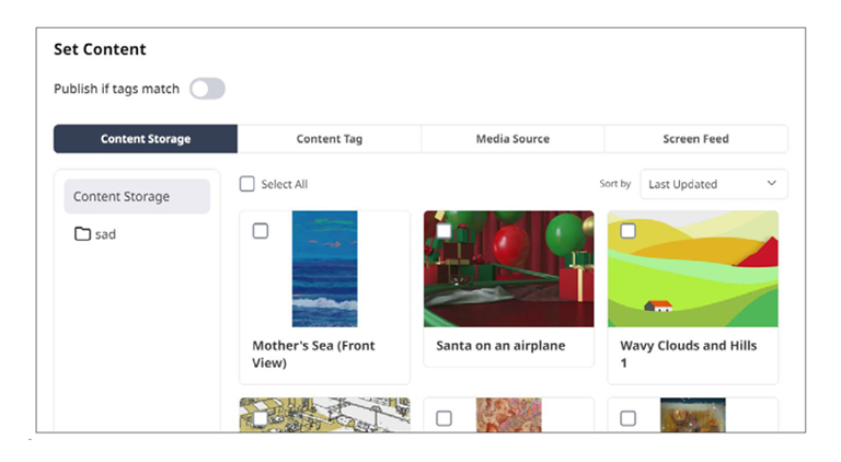 This image illustrates an actual solution page where users can select devices and apply available content directly.