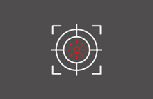 Precision process icon with target-like graphic representing high yield manufacturing efficiency.