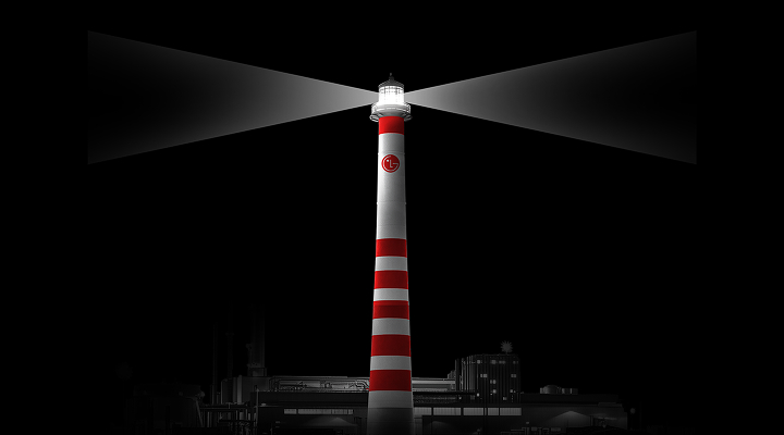 Discover LG Smart Factory illustration with spotlight tower visual