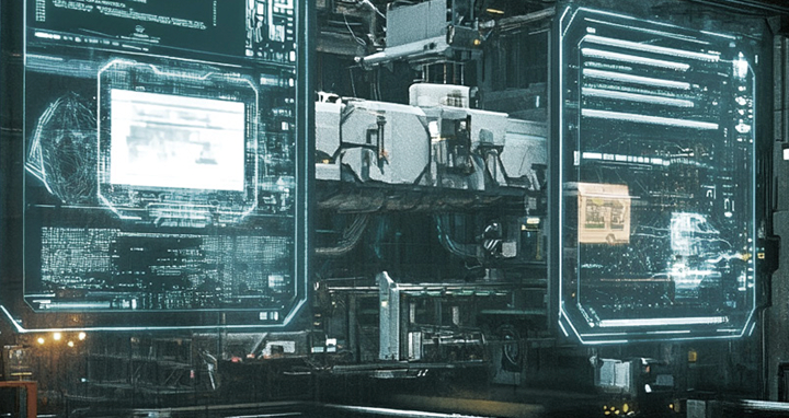 Digital screen with AI-driven inspection system detecting quality issues, highlighting LG inspection automation technology.