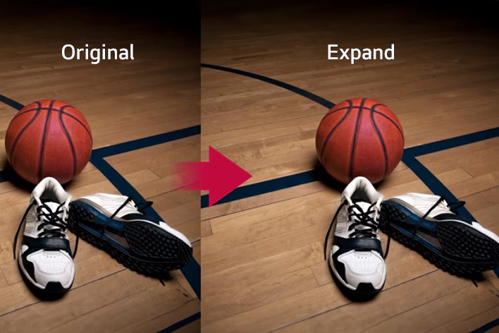 An image demonstrating the Gen AI feature for expanding an existing image.