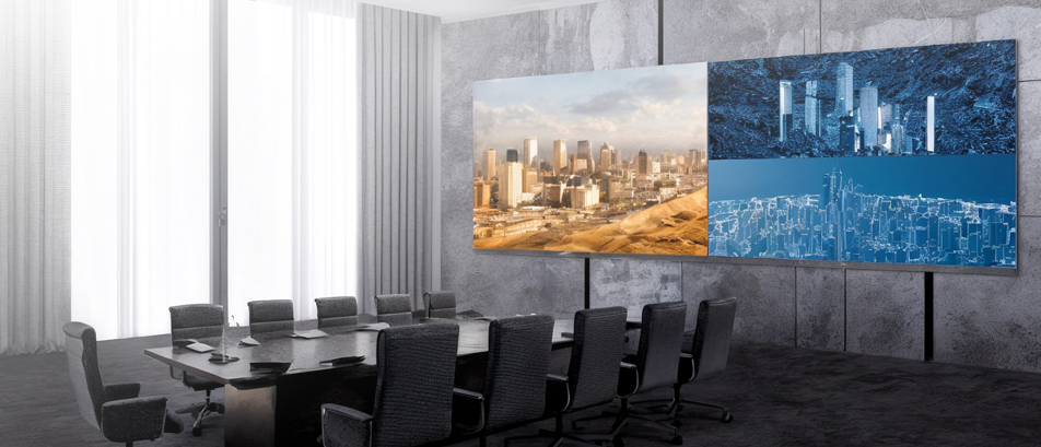 LG commercial display monitor showcasing ultra-clear landscape visuals, designed for professional vision solutions and high-performance clarity.