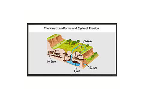 A digital kiosk screen displaying an advertisement for “Strawberry Dessert” with images of layered strawberry cakes and an “Order!” button.