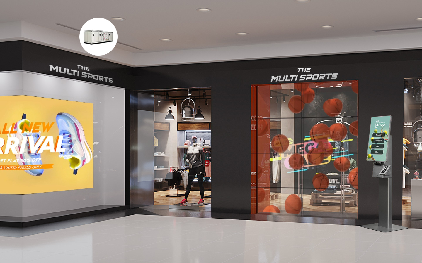 Complex mall shopping area