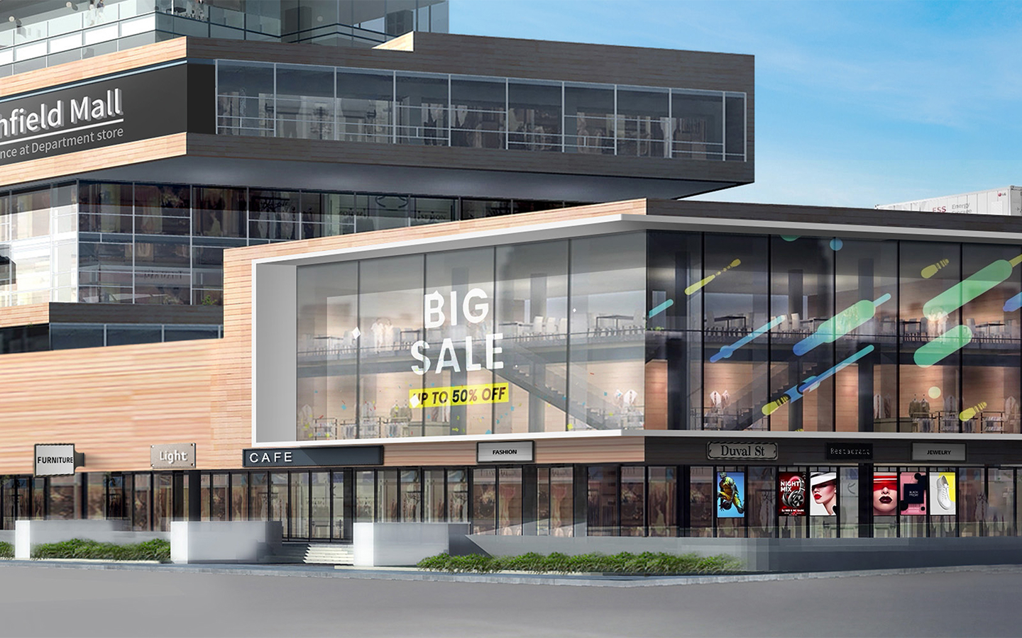  Complex mall outdoor area