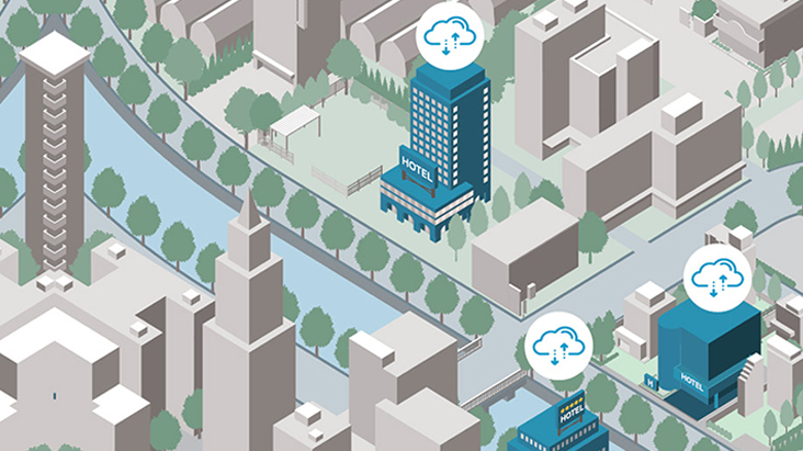 Different regions around the world are connected through the cloud server.