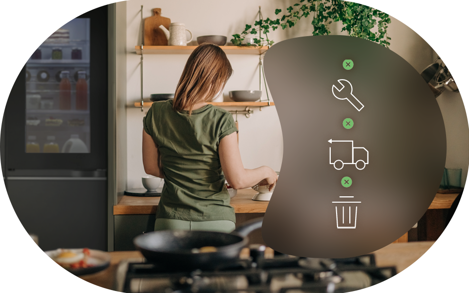 young woman cooking next to instaview