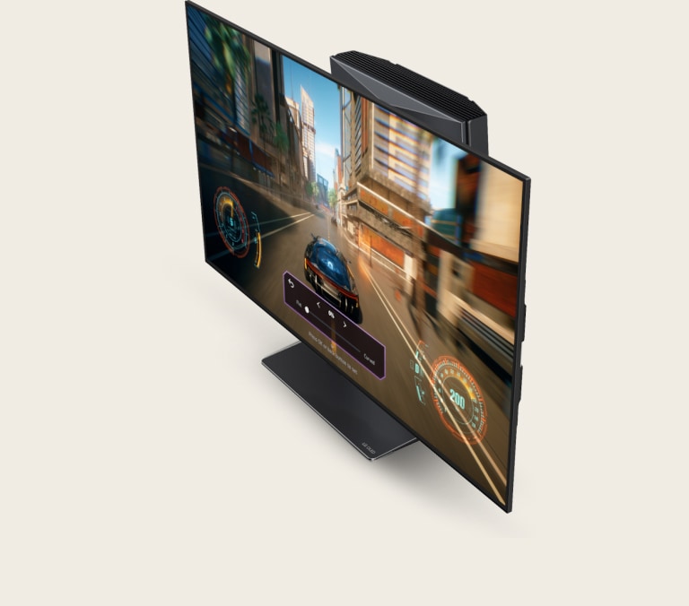 The video begins with a game being played on LG OLED Flex in its flat position. The television curves to become a curved screen while the game continuously plays.