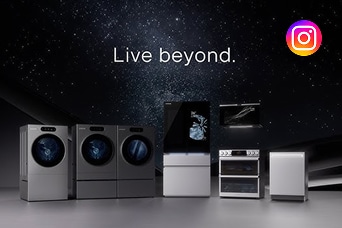 LG Electronics' Signature products are displayed, with the Milky Way galaxy spread out in the background.