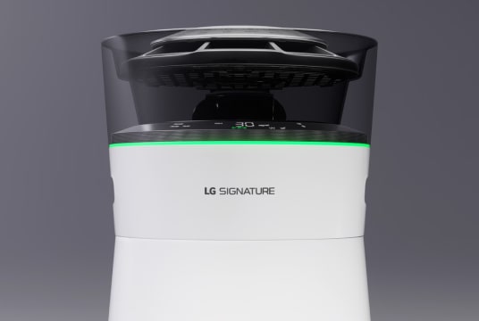 A side view of the Air Purifier with the LG SIGNATURE logo visible.