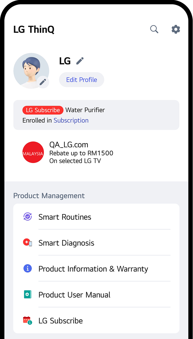 Mobile screen showing step to access LG Subscribe