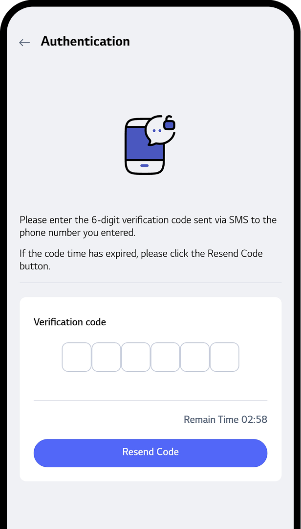 Mobile screen showing step to verify your account