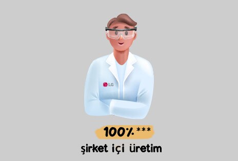 Konveyör bandında hareket eden DD motorların görüntüleri, patent işareti görüntüsü ve LG araştırmacı görüntüsü sırayla düzenlenmiştir.